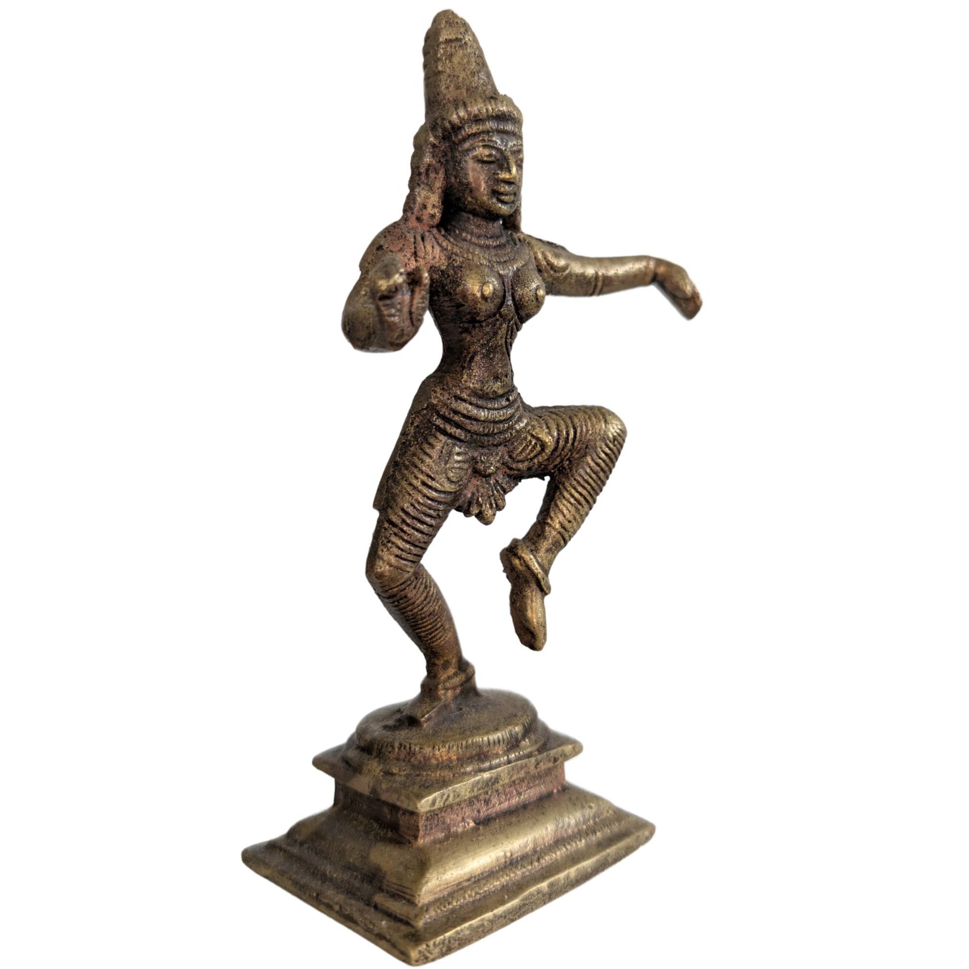 Detail der anmutigen Tanzpose der bronzenen Göttin Parvati.