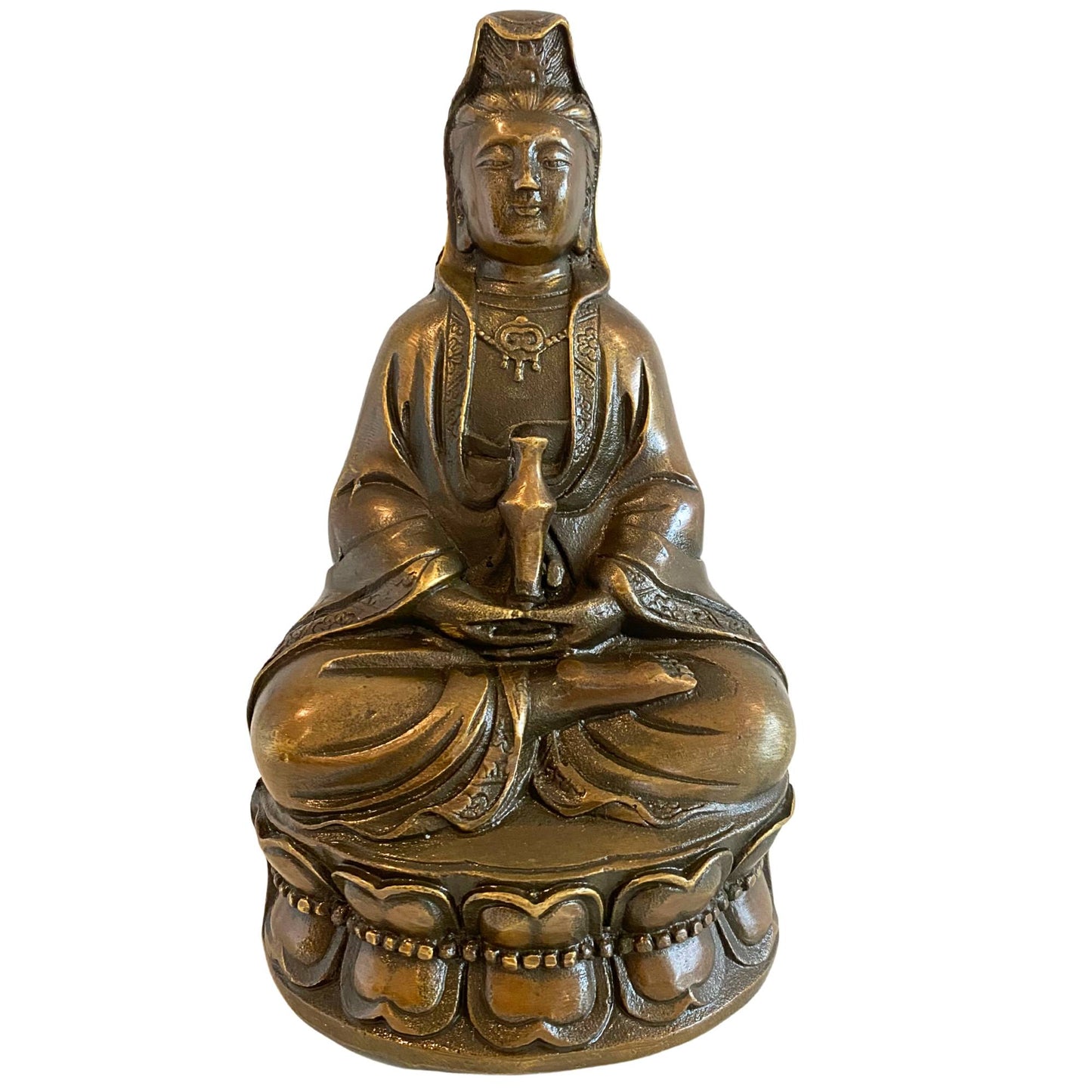 Bronzene Guanyin-Figur, Bodhisattva des Mitgefühls, chinesische Bronze