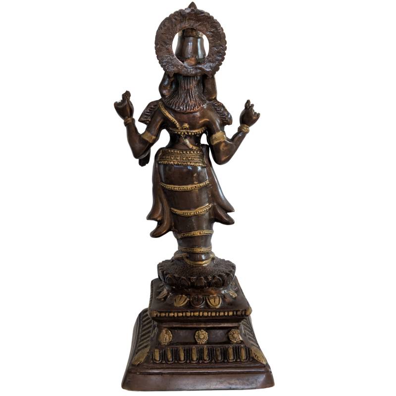 Bronzestatue der hinduistischen Göttin Lakshmi, Lotusfigur aus Indien