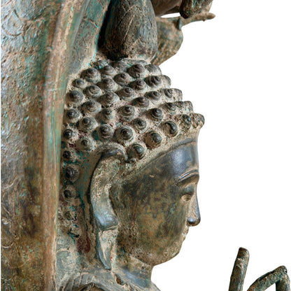 Profil des Buddha-Gesichts, der Haarlocken und der Naga-Haube