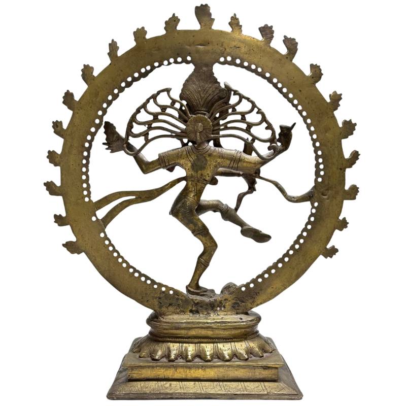 Bronzestatue von Nataraja Shiva in kosmischer Tanzpose, indischer Tempelstil