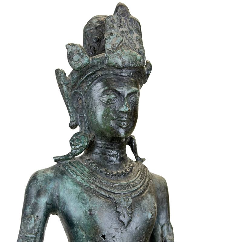 Bronzeskulptur einer Tempelfigur aus Südostasien