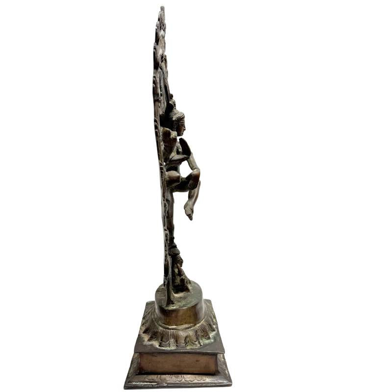 Bronzestatue von Shiva Nataraja, Indien, kosmischer Tanz, mit natürlicher Patina