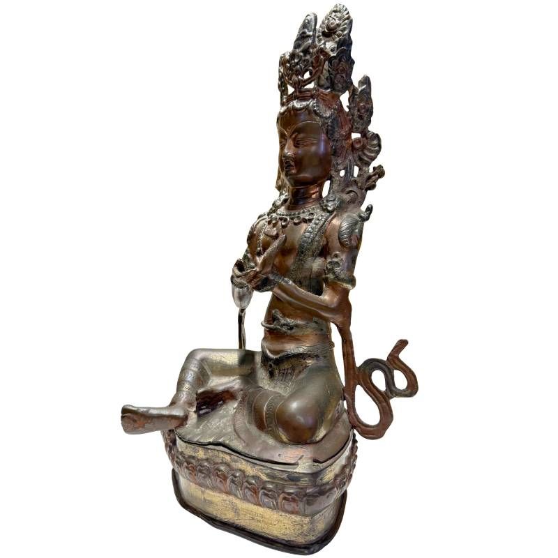 Antike Tara aus Bronze auf Lotussockel aus der Himalaya-Region