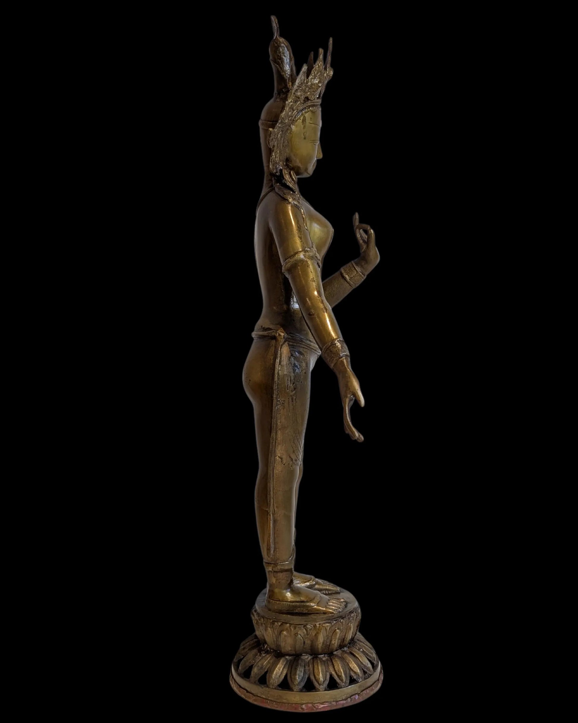 Bronzene Tara-Skulptur, großformatig, buddhistisches Dekorationsobjekt