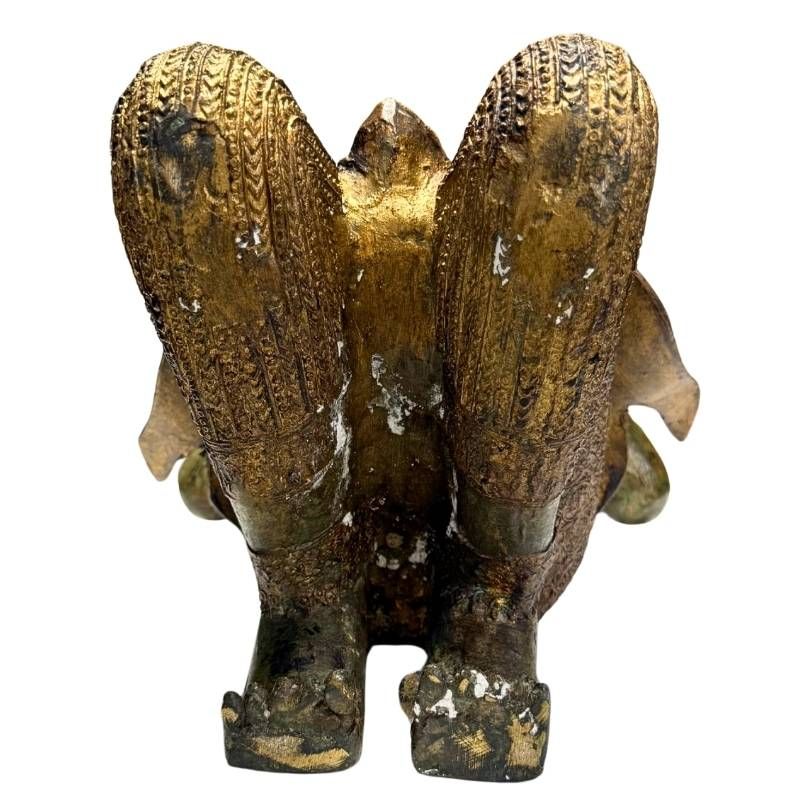 Thailändischer Tempelwächter aus Bronze als antikes Interieur-Objekt mit Charakter