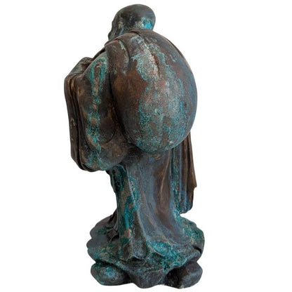 Bronzen Budai-Statue aus China mit natürlicher Patina