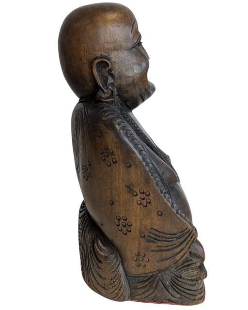 Handgeschnitzte Budai-Holzstatue des Lachenden Buddha aus Asien