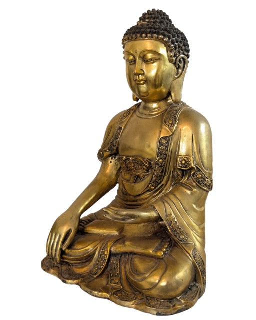 Exklusive vergoldete Buddha-Statue für spirituellen Frieden und Feng-Shui-Autorität.