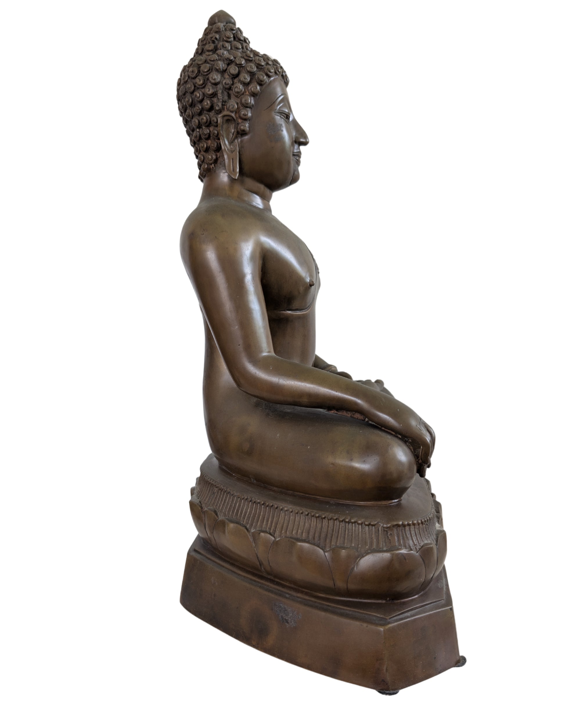 Sitzender Buddha in Bhumisparsha-Mudra, gefertigt aus hochwertigem Messing.