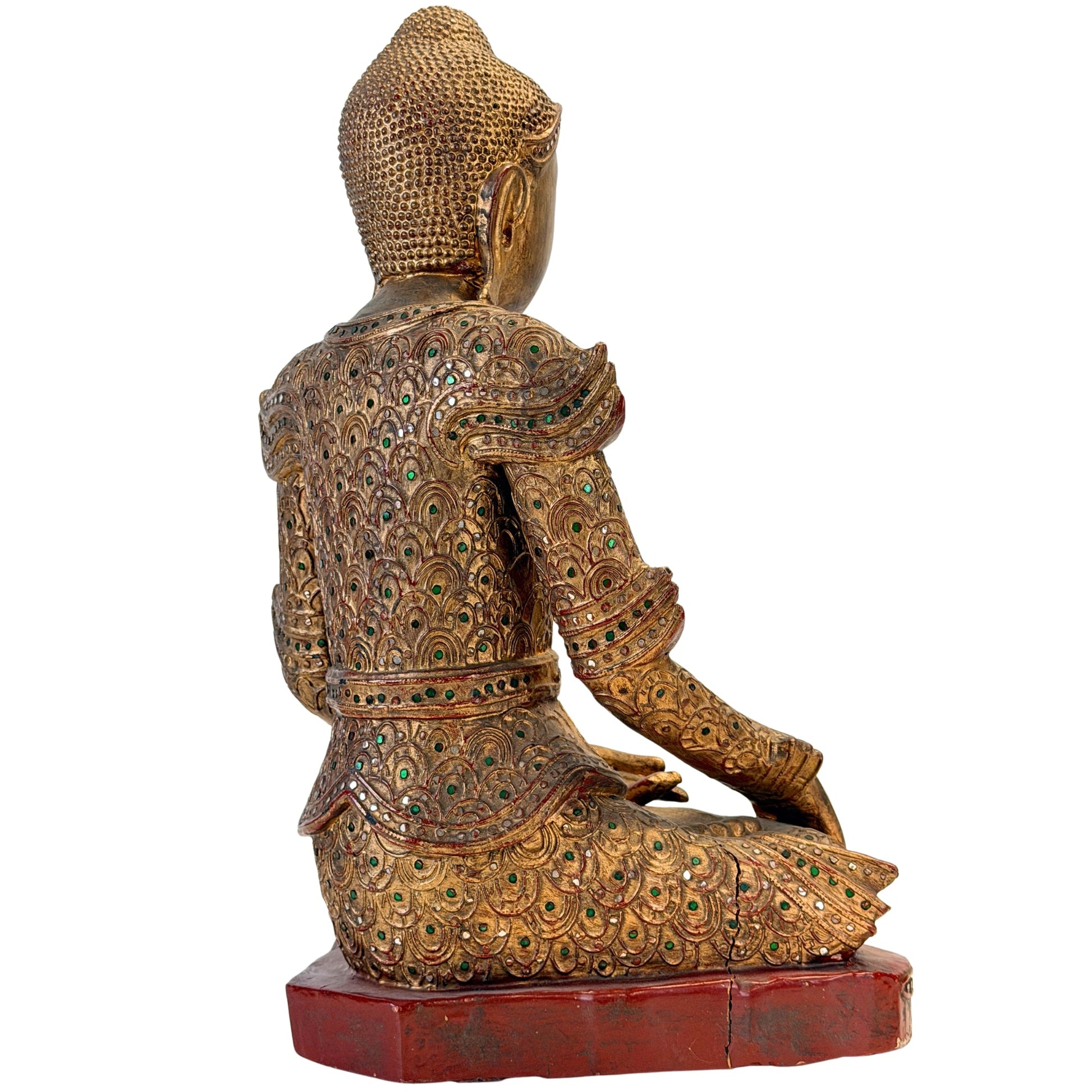Rückwärtige Dreiviertelansicht rechts des burmesischen Jambupati-Buddhas, SKU 738
