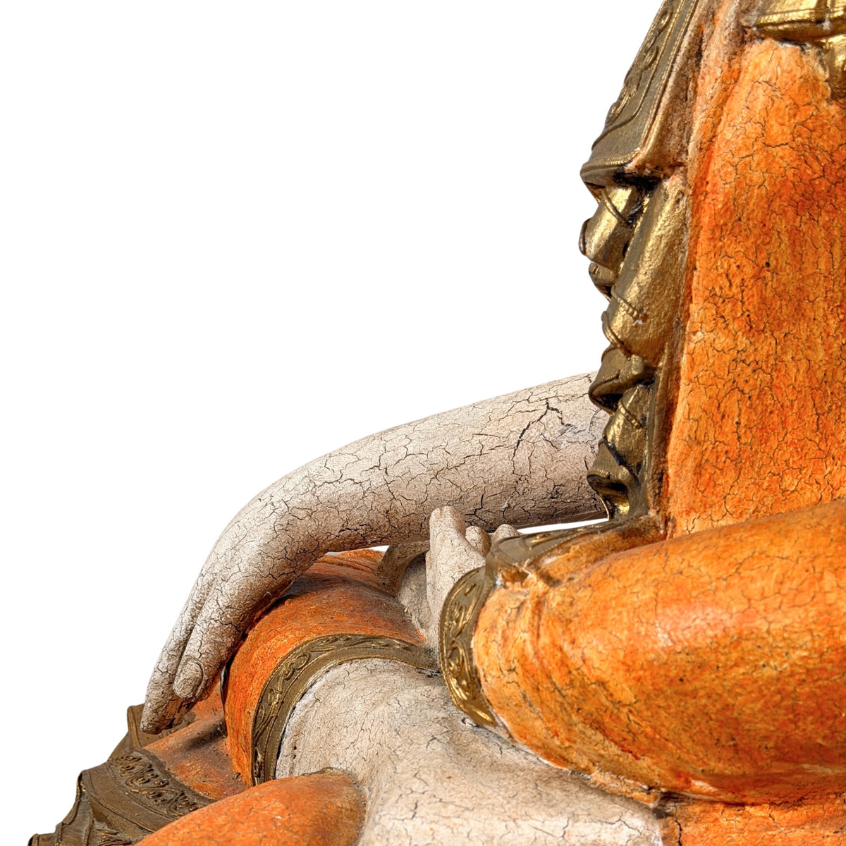 Detail van de beschilderde en vergulde basis