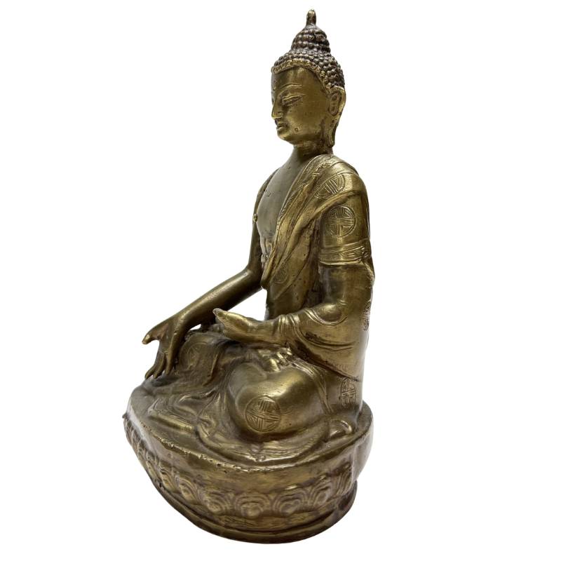 Antike chinesische Buddha-Statue aus Bronze in Meditationshaltung