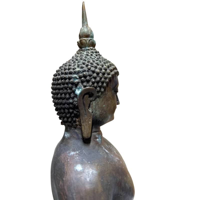 Chinesische Buddha-Statue aus Bronze mit tiefer natürlicher Patina