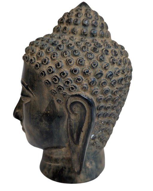 Chinesischer Buddha-Kopf aus Bronze als asiatische Skulptur