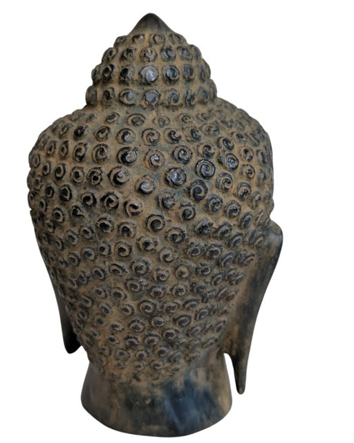 Chinesischer Buddha-Kopf aus Bronze in klassischer buddhistischer Form