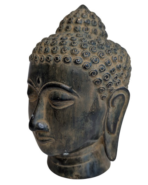 Chinesischer Buddha-Kopf aus Bronze als heiliges Bildnis