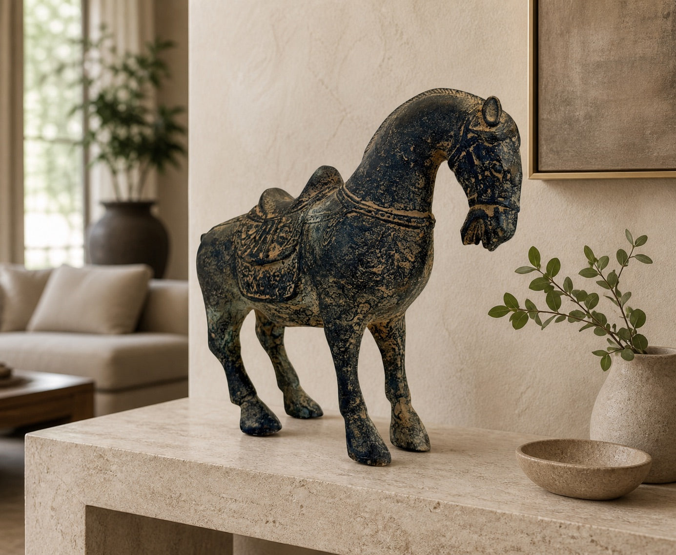 Chinesisches Tang-Stil-Pferd H 15,5 × B 19 cm