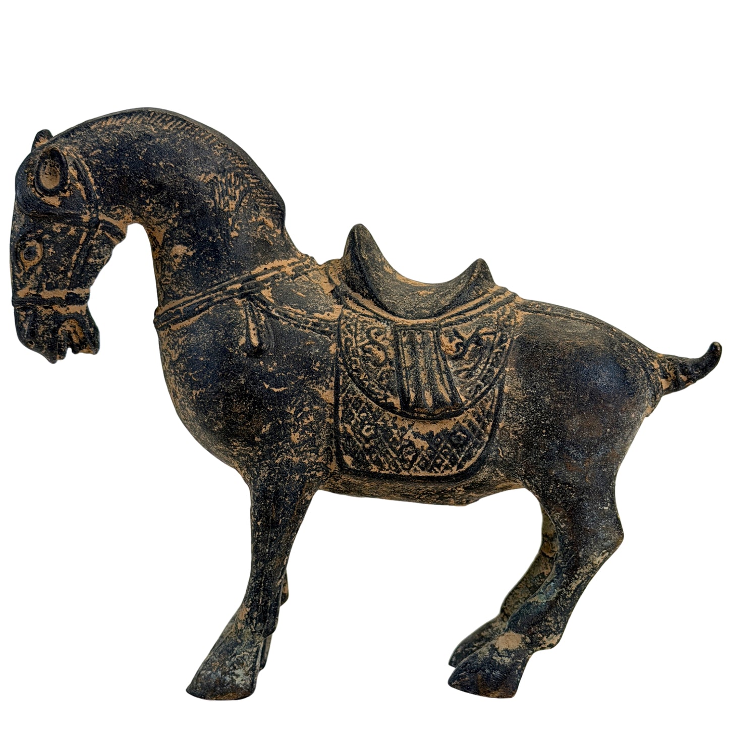 Detail von Kopf und Hals eines chinesischen Tang-Stil-Pferdes