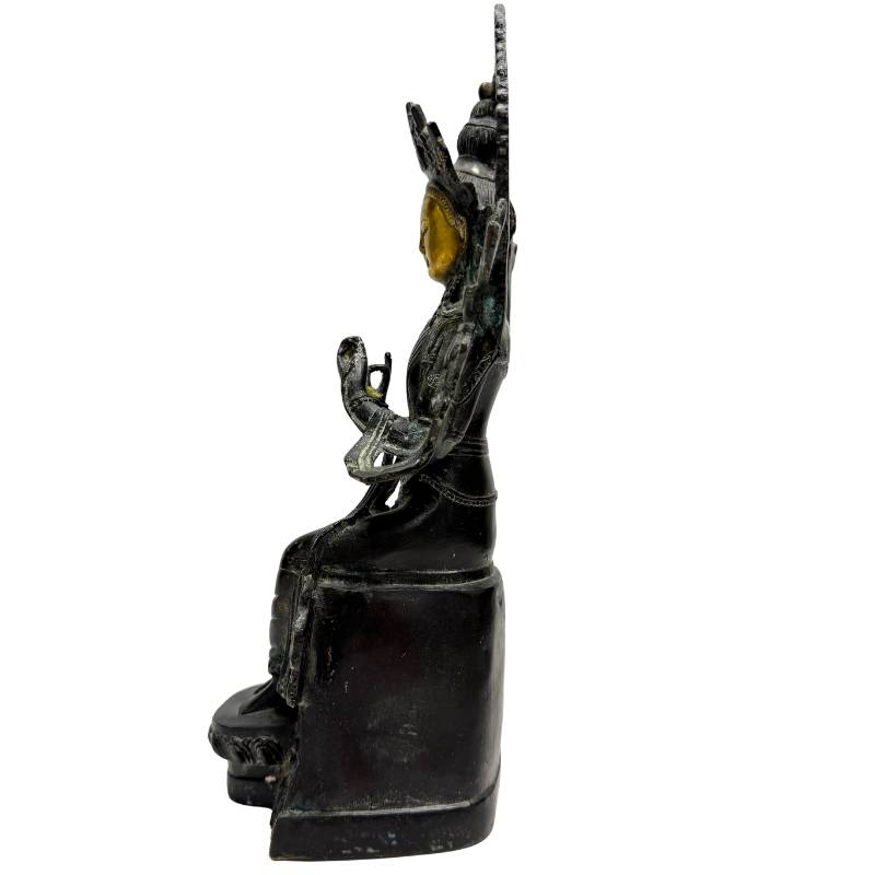 Chinesische Bodhisattva-Statue aus Bronze mit vergoldetem Gesicht