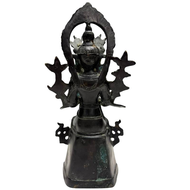 Antike chinesische Bodhisattva-Statue aus Bronze mit Lotusmotiven