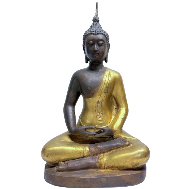 Chinesischer Meditationsbuddha aus Bronze in Dhyana Mudra, Yongle-Stil, geschlossener Sockel