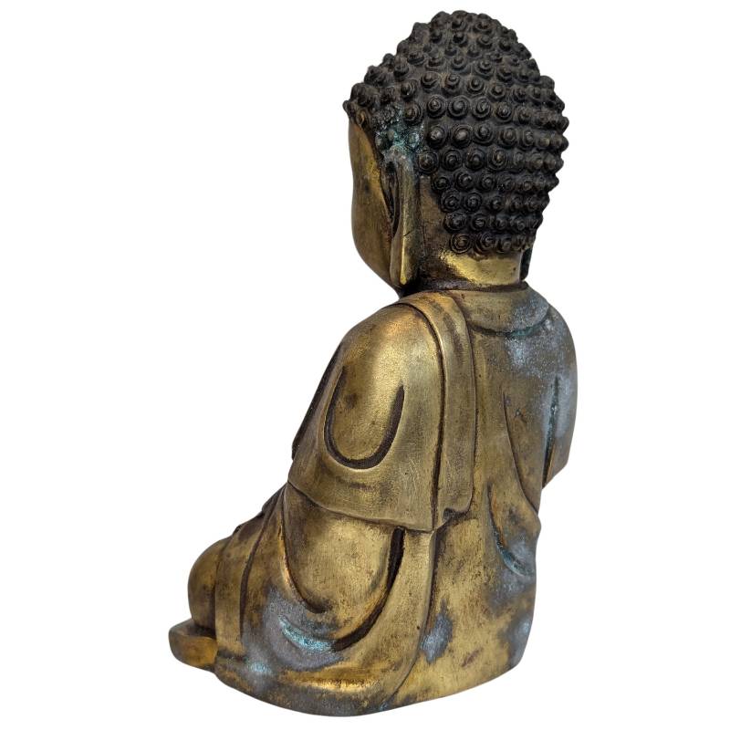 Chinesischer Buddha aus Bronze, Shakyamuni, in Meditationshaltung