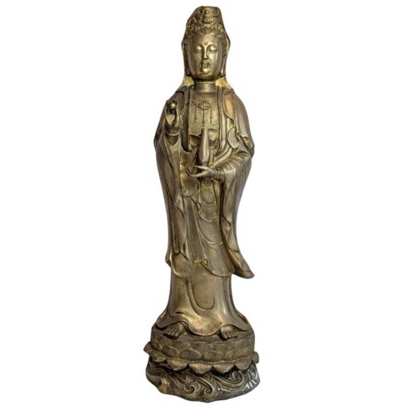 Stehende Guanyin-Bronzefigur aus China, 19. Jahrhundert
