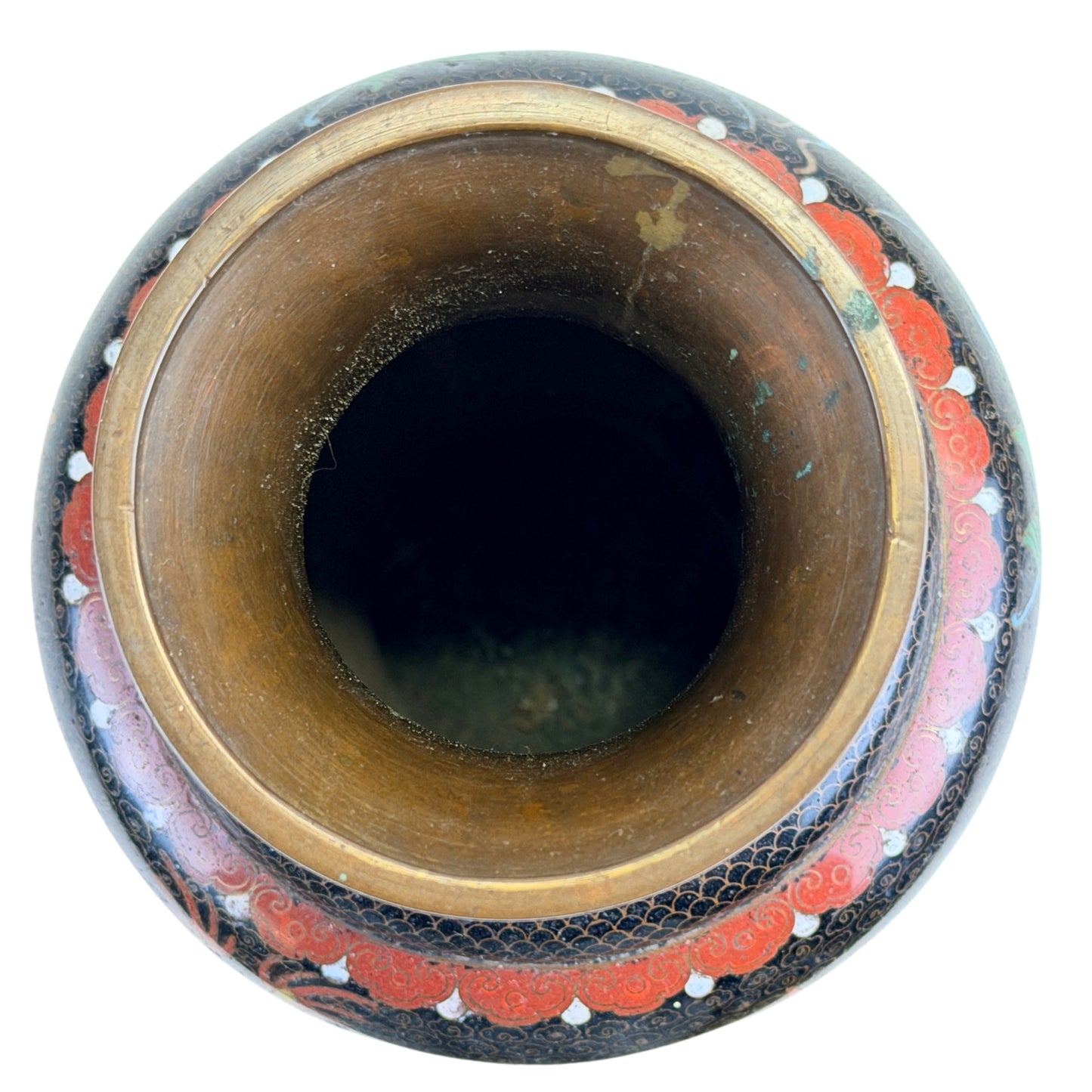 Chinesische Cloisonné-Vase mit polychromem geometrischem Dekor