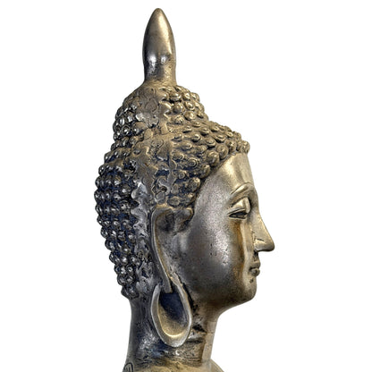 Kopf im rechten Profil mit schmaler Nase, langem Ohrläppchen und dem Relief der Haarlocken.