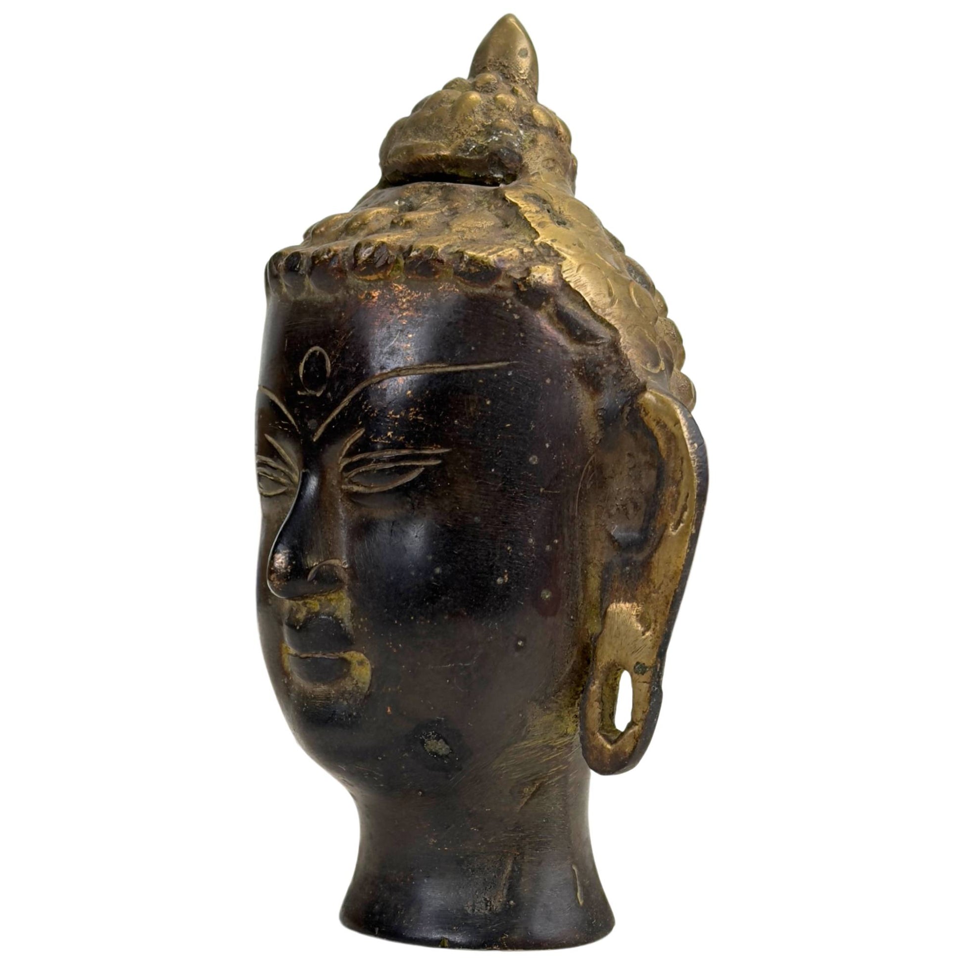 Kompakter Buddha-Kopf aus Bronze, geeignet für Altar oder Inneneinrichtung