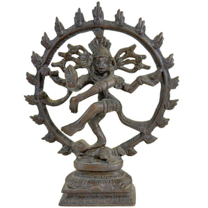 Kompakte Shiva Nataraja Bronze-Statue – Indische Altarskulptur – 14,5 cm
