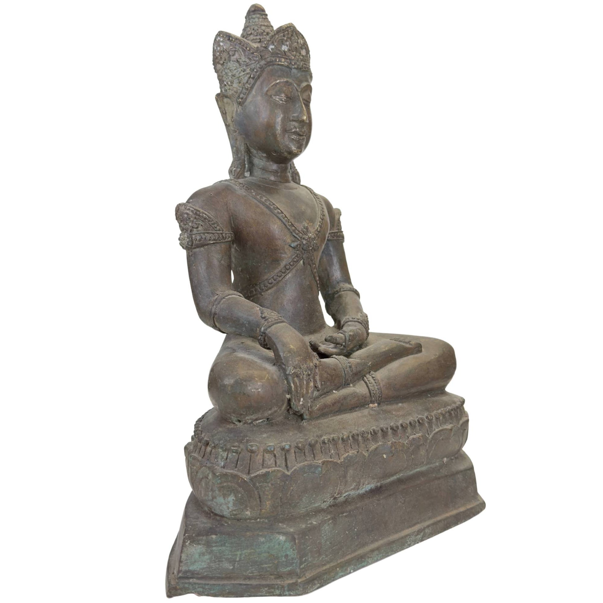 Gekrönter Buddha aus Bronze, vermutlich Thailand, 19. Jahrhundert