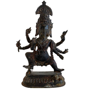 Tanzender Ganesha mit sechs Armen – antike Tempelstatue aus Bronze (Los 163)