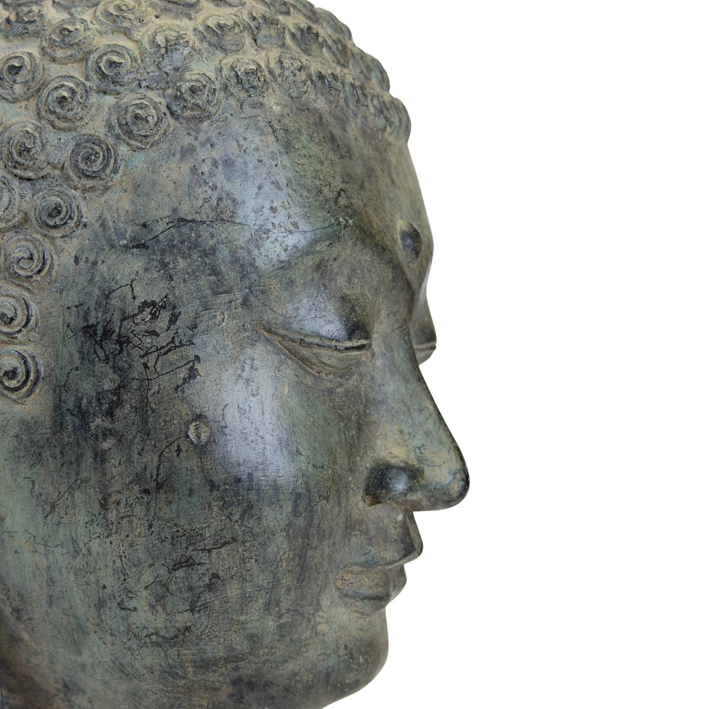 Detail des Gesichts eines bronzenen U-Thong-Buddha