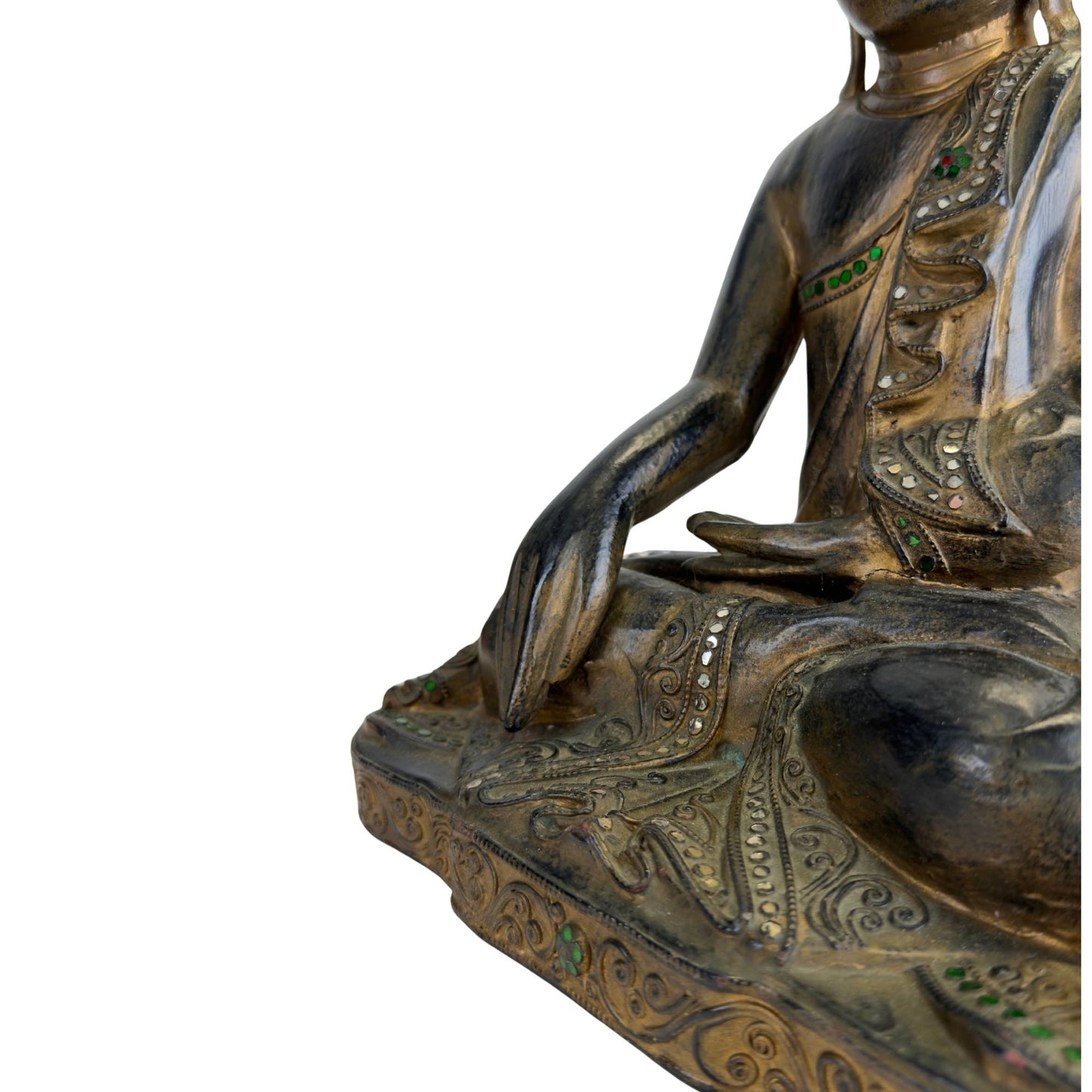 Detail der traditionellen Glaseinlegearbeit am Mandalay-Buddha