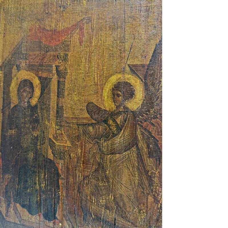 Erzengel Gabriel und Jungfrau Maria, byzantinischer Stil, Eigelbtempera auf Holz