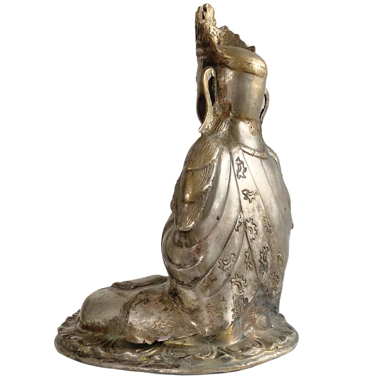 Detail der originalen Quecksilbervergoldung auf Bronze aus dem 18. Jahrhundert.