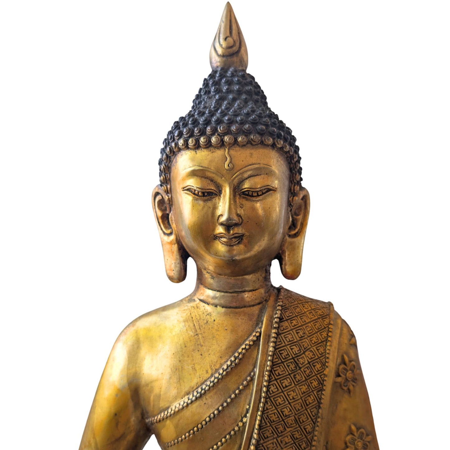 Authentischer Dhyana Mudra Buddha im tibetischen Stil mit handgefertigten Details und hohem Relief.