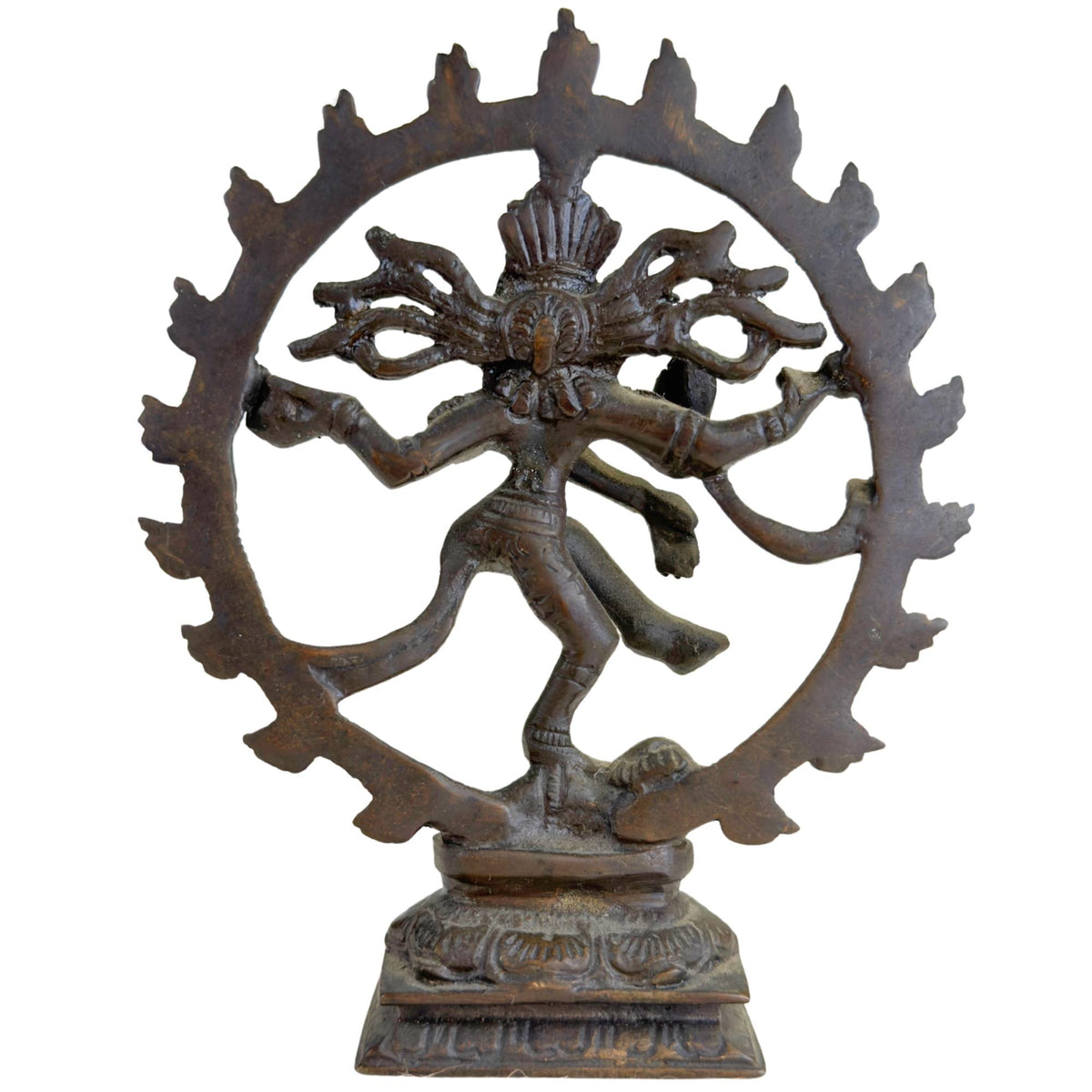 Dunkelbraunes bronzene Nataraja‑Figur mit ruhiger Patina und feinen Details