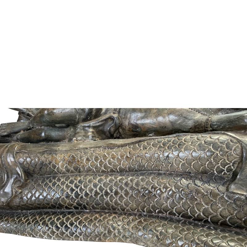 Große Vishnu-Statue aus Messing mit dunkler Patina im Antik-Look