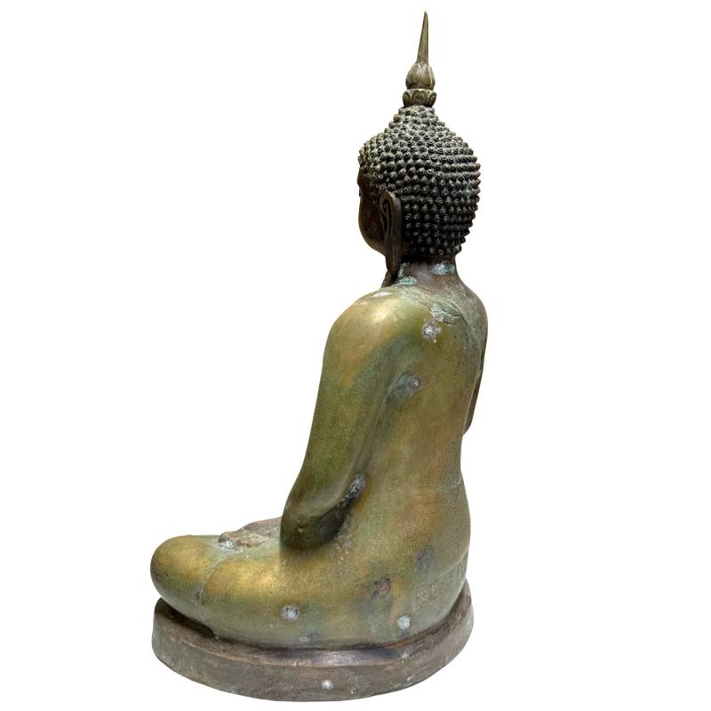 Früher chinesischer Bronze-Buddha aus der Ming-Dynastie mit natürlicher Patina
