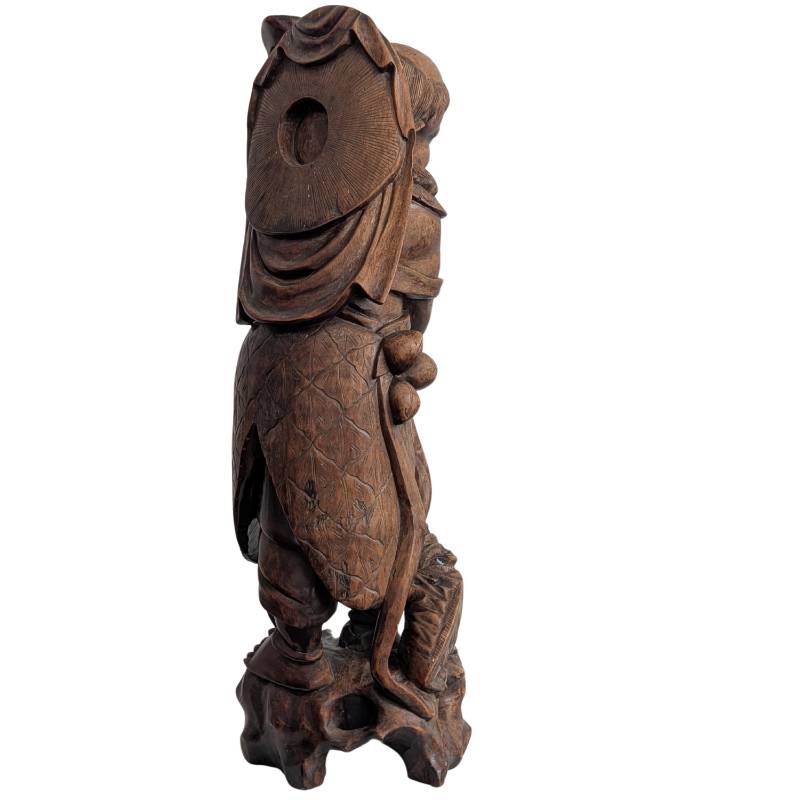 Japanische Ebisu-Statue aus Holz, Gott des Wohlstands und des Glücks