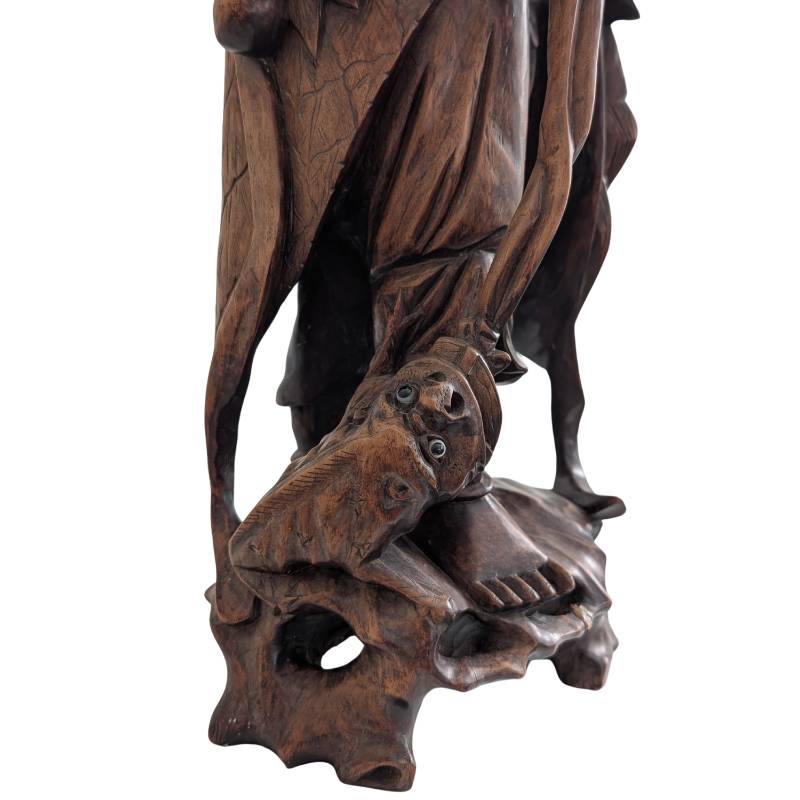 Japanische Ebisu-Statue aus Holz, frühes bis mittleres 20. Jahrhundert
