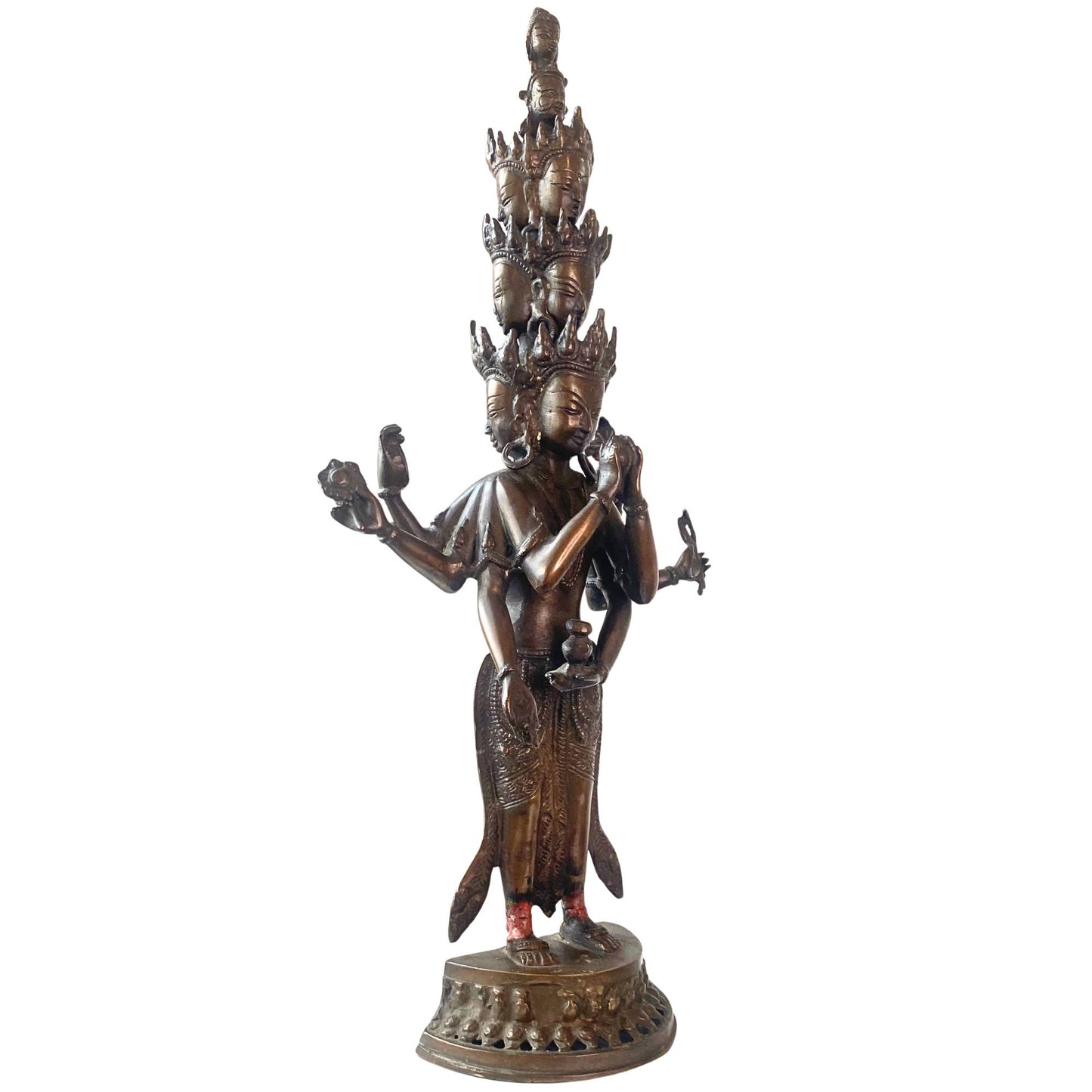 Tibetische Bronzestatue Ekadasamukha Bodhisattva des Mitgefühls