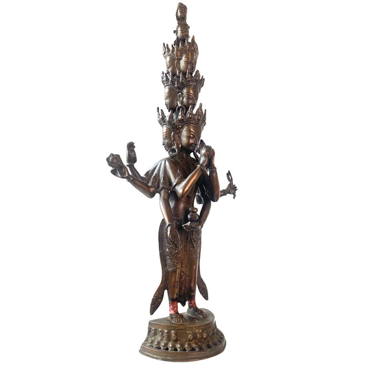 Tibetische Bronzestatue Ekadasamukha Bodhisattva des Mitgefühls