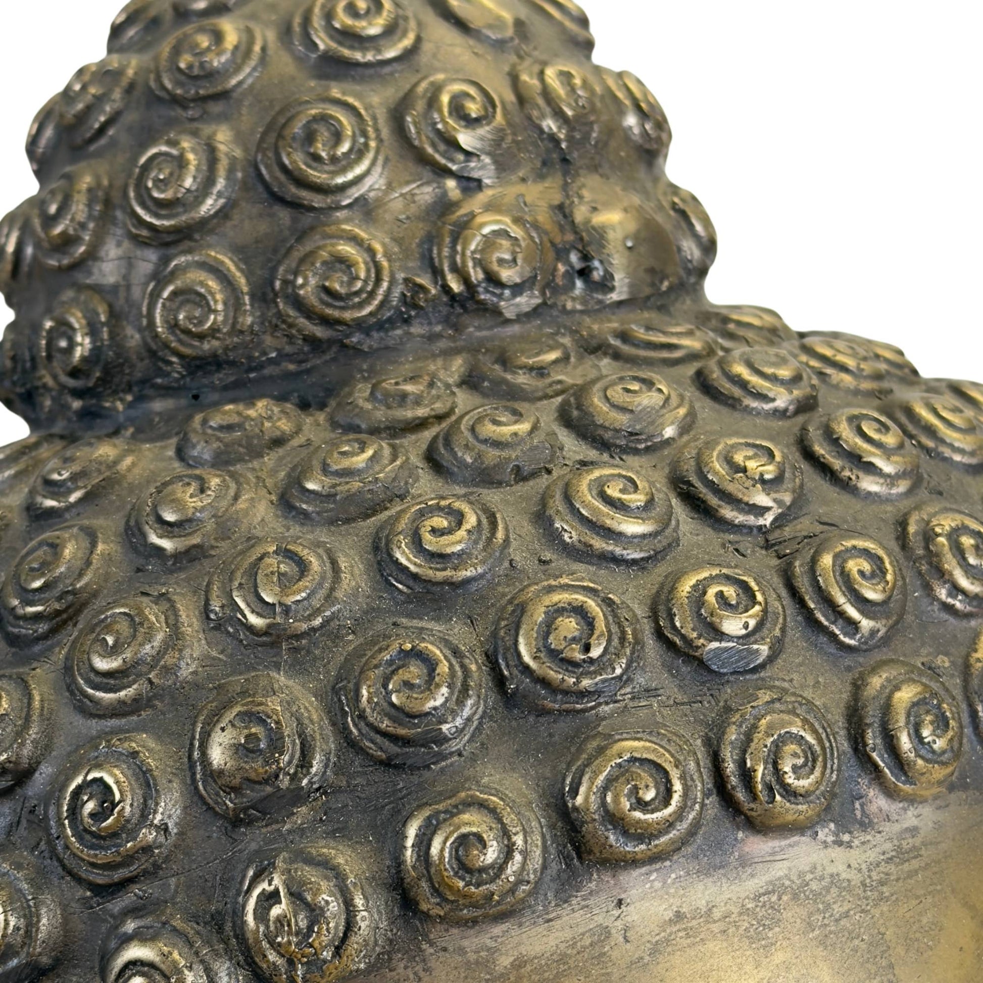 Exklusiver Buddha-Kopf aus Bronze als asiatisches Kunstobjekt