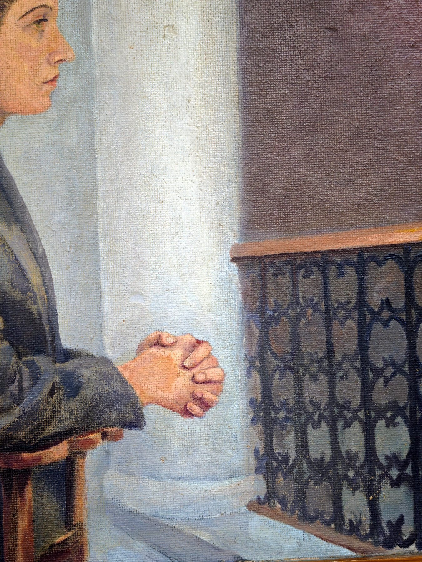 figurative Malerei, Frauenprofil, ruhiger Ausdruck