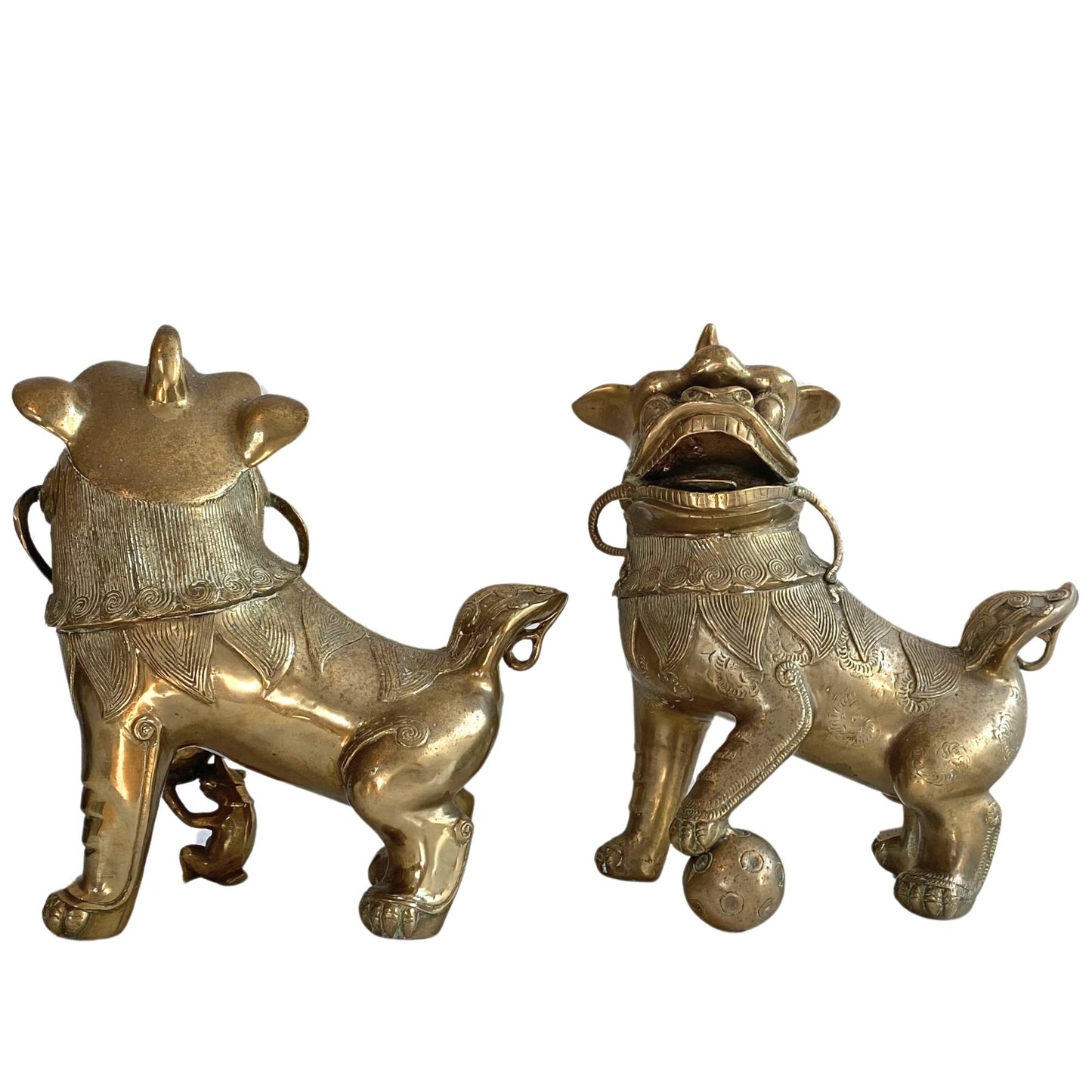 Kaufen Sie ein luxuriöses, antikes Bronze-Set von Foo-Hunden (2er-Pack) in schwerer Qualität.