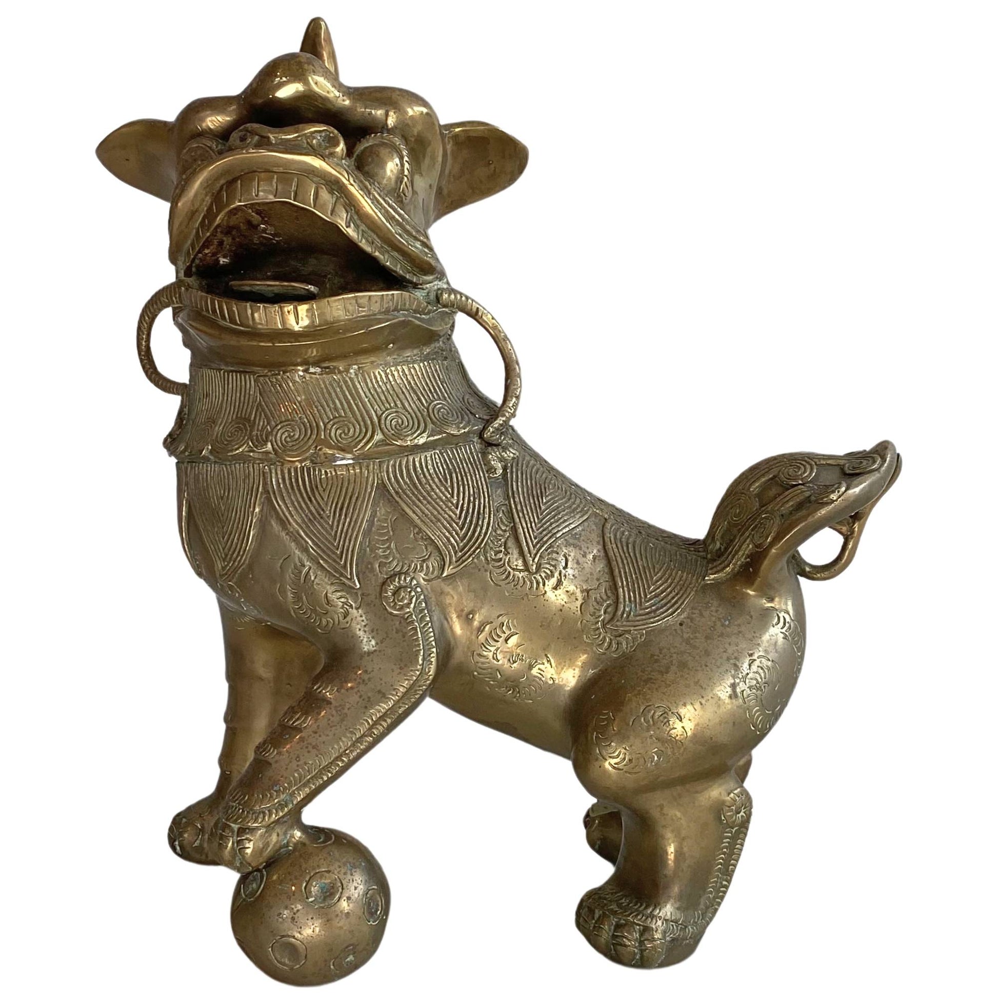 Bronzene Fu-Hunde-Figur, 40 cm hoch, für Feng-Shui-Schutz im Haus